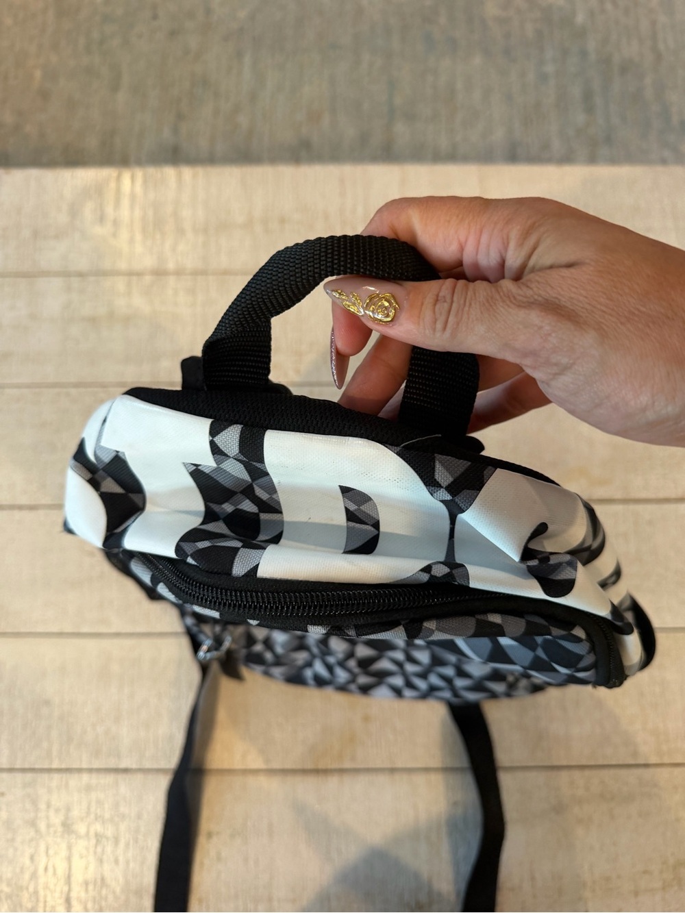 Nike Black & Gray Geometric Mini Backpack - Picture 2 of 4